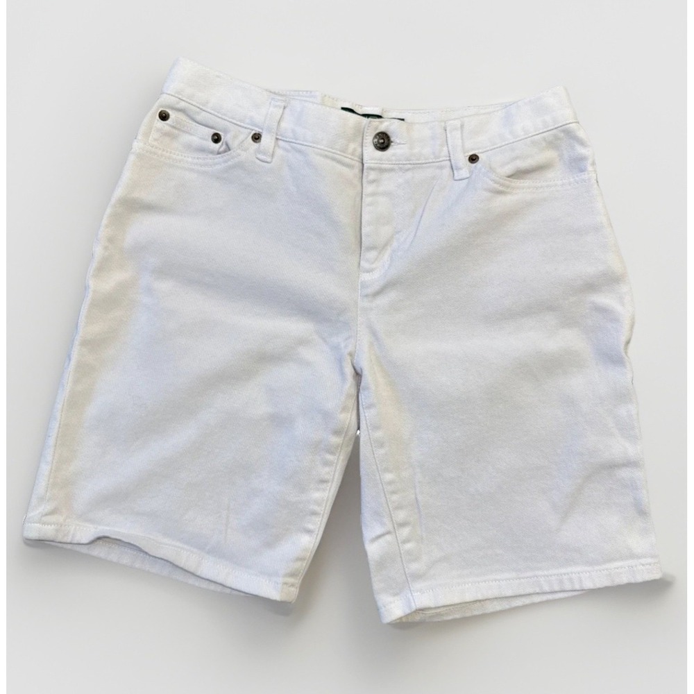 Lauren Ralph Lauren White Denim Bermuda Shorts Womens 6P Petite Cotton Stretch
